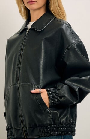 Faux Leather Oversized Jacket image number 3