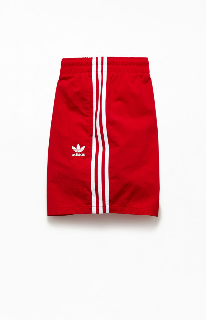 Recycled Red 3-Stripes 16" Swim Trunks