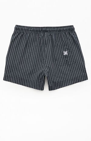 Black Sandbar Striped Seersucker 4.5" Swim Trunks image number 2