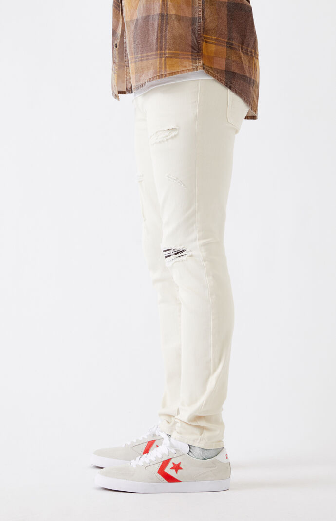 Off White Ripped Skinny Jeans
