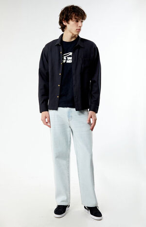 Black Cropped Classic Long Sleeve Shirt image number 3