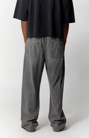 Gray Straight Drawstring Pants image number 4