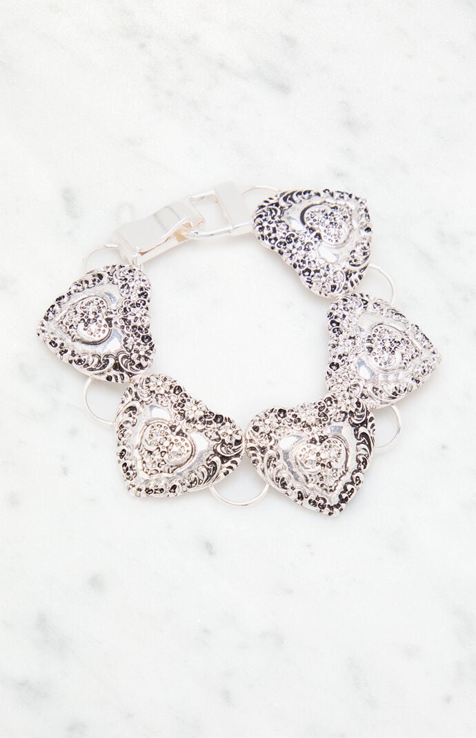 LA Hearts Etched Heart Bracelet