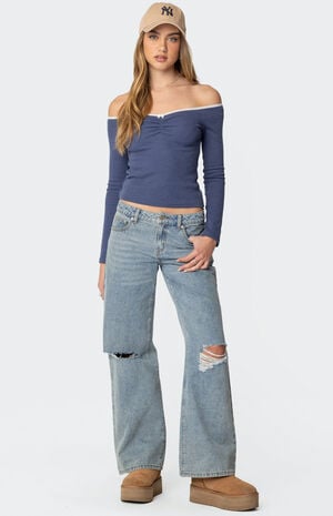 Tal Ruched Off Shoulder Top image number 2