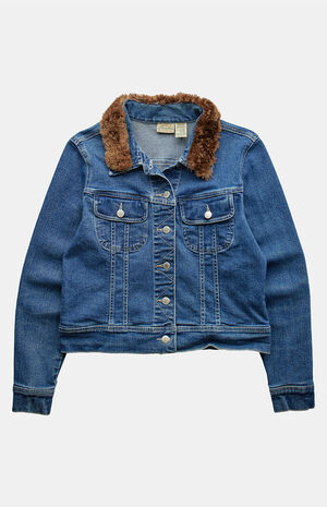 2000s Fur Denim Jacket image number 1