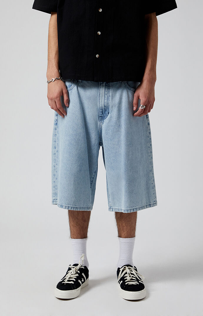 PacSun Light Indigo Extreme Baggy Denim Shorts | PacSun