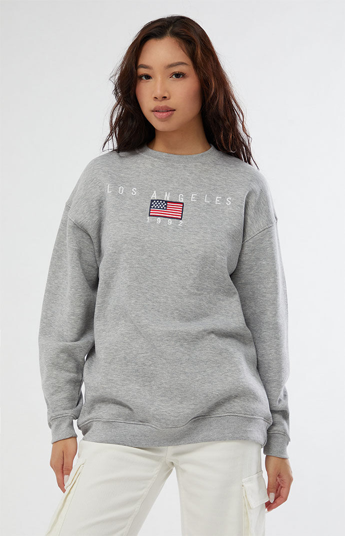 Daisy street relaxed sweatshirt with vintage los angeles embroidery sale