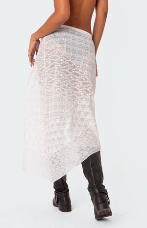 Sheer Patchwork Lace Maxi Skirt image number 4