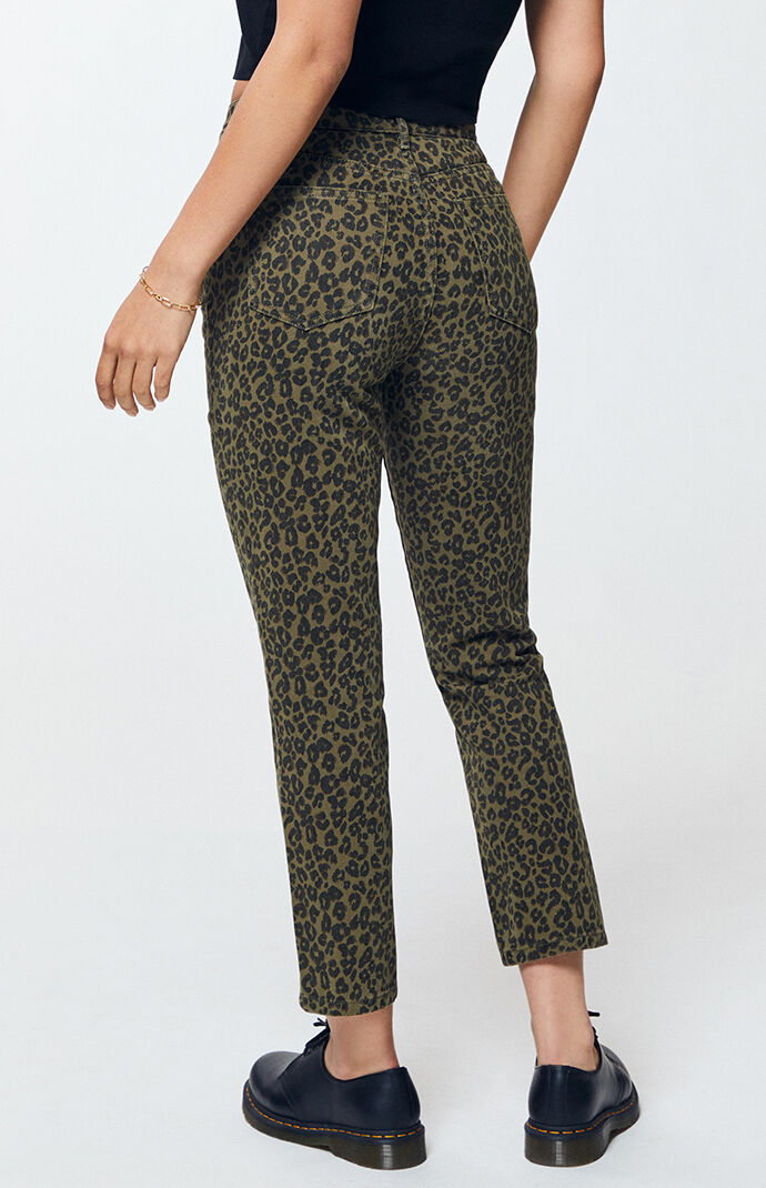 Olive Leopard Mom Jeans PacSun PacSun