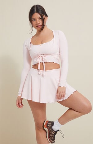 Active Tie Front Merrow Edge Long Sleeve Top
