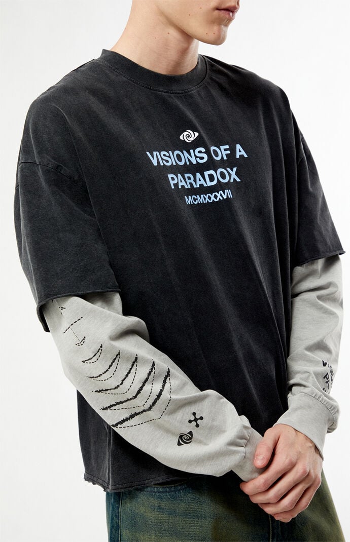 Pacsun Visions Of Paradox 2fer Long Sleeve Cropped T-Shirt