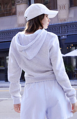 Light Gray Crystal Cropped Hoodie image number 3