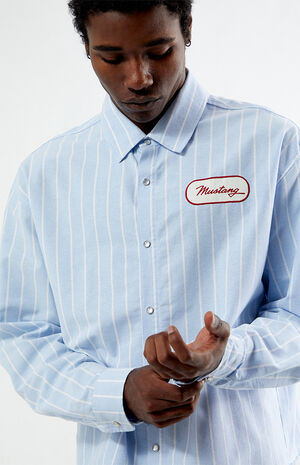 Mustang Button Down Long Sleeve Cropped Shirt image number 2