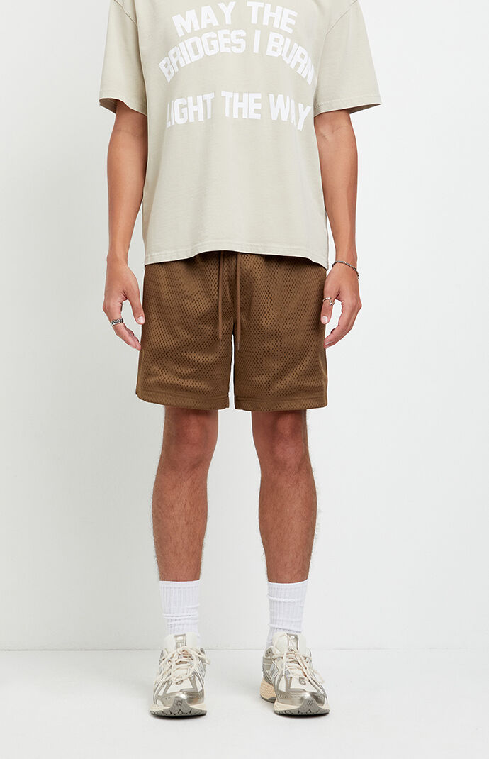 Pacsun Brown Aaron Mesh Volley Shorts | Pacsun