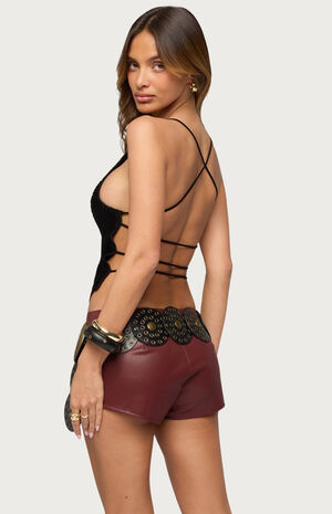 Kalana Crisscross Backless Fringed Top image number 3