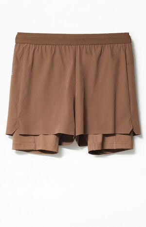 Active Brown Mesh Running Shorts