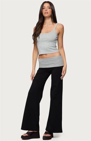 Wide Leg Contrast Fold Over Pants image number 4