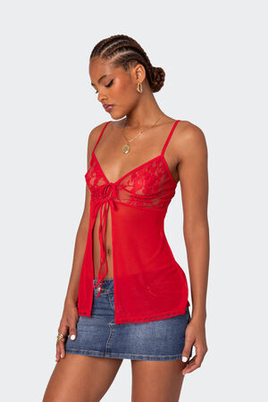 Mimosa Sheer Lace Long Tank Top image number 3