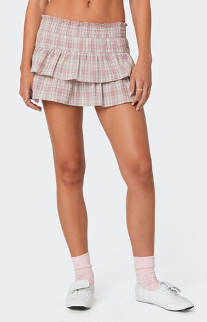 Shani Plaid Ruffled Mini Skirt image number 2