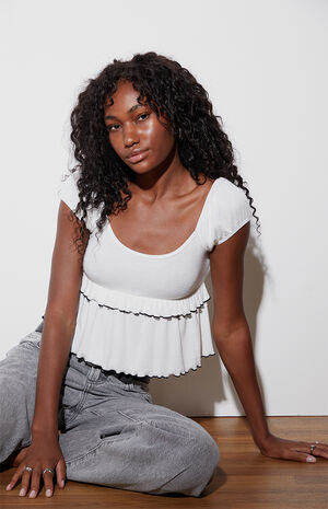 Ruffle Scoop Neck Top image number 1