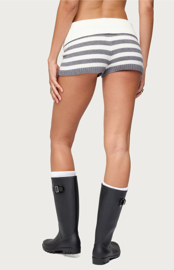 Edikted Saphi Striped Foldover Knit Shorts