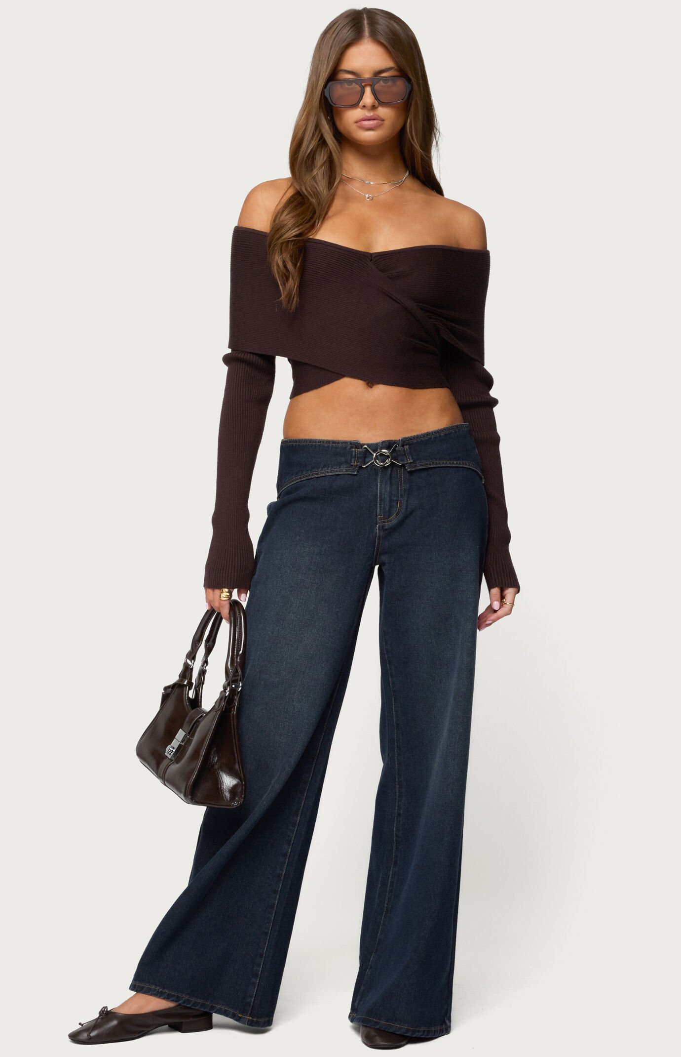 Edikted Paulina Off Shoulder Wrap Sweater