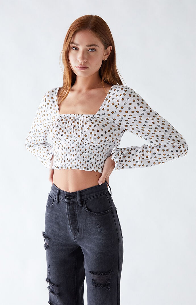 LA Hearts Long Sleeve Smocked Top | PacSun