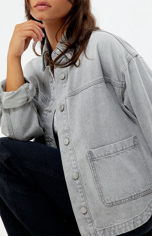 Light Gray Denim Shacket image number 5