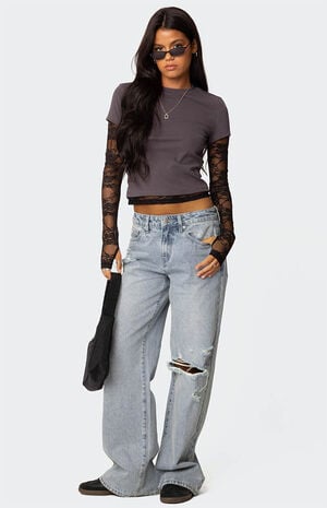 Adam Distressed Wide Leg Jeans