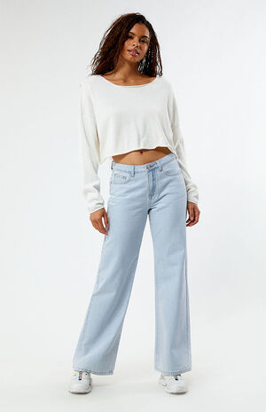 Light Indigo Low Rise Wide Leg Jeans image number 1