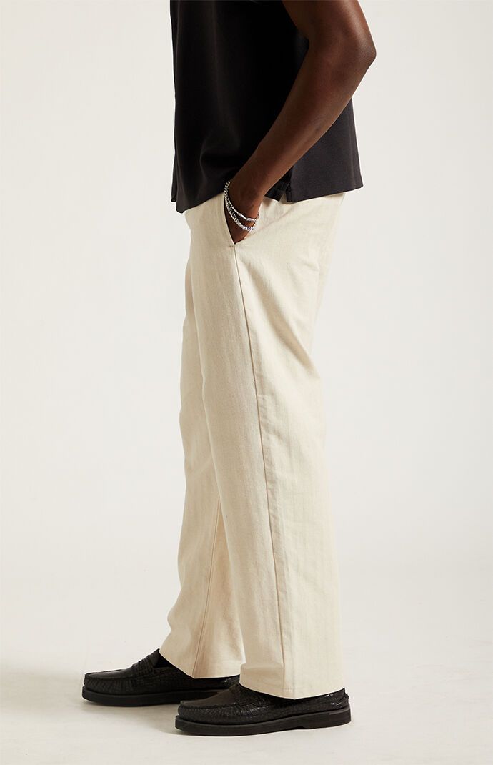 Pacsun Cream Straight Leg Linen Pants