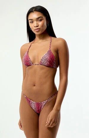Pink Leopard Summer Ring Triangle Bikini Top image number 2