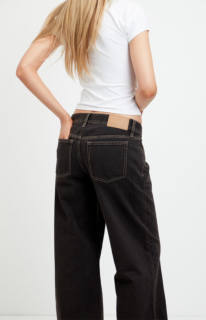 Pacsun Kaia Ultimate Low Rise Baggy Jeans Contrast Stitch Faded
