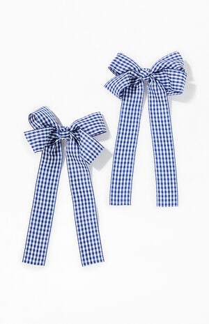 2 Pack Gingham Bow Hair Clips image number 1