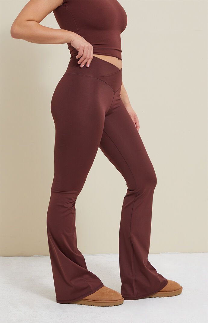 PAC 1980 PAC WHISPER Active Brown Crossover Flare Yoga Pants | PacSun