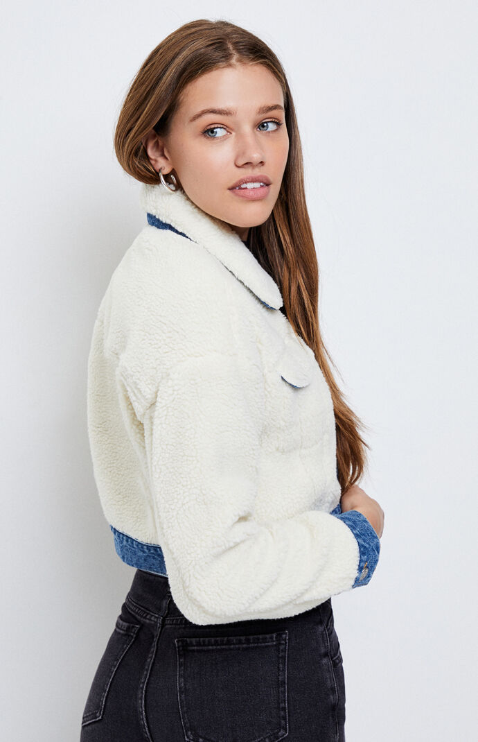 pacsun denim sherpa jacket