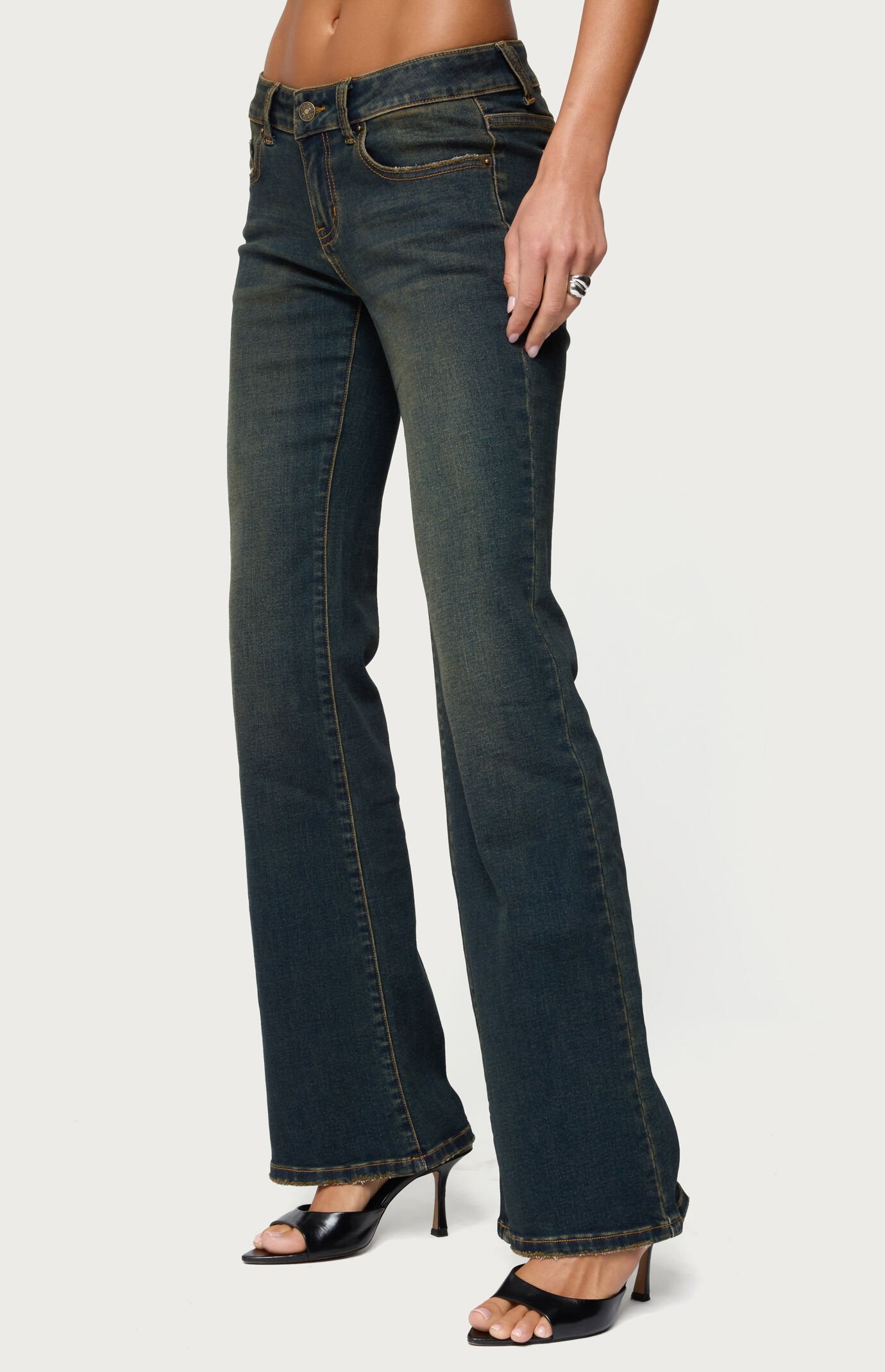 Edikted Tez Vintage Washed Low Rise Bootcut Jeans