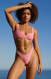 Pink Porto Scrunchy Notched Neck Bikini Top Pink Porto Scrunchy Notched Neck Bikini Top image number null