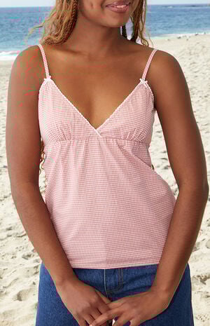 Red & White Plaid Edith Tank Top Red & White Plaid Edith Tank Top image number 1