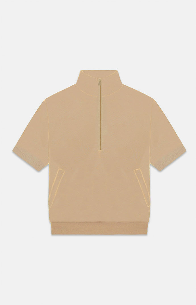 피오갓 에센셜 Fear Of God Kids Sand Half-Zip Mock Neck Sweatshirt