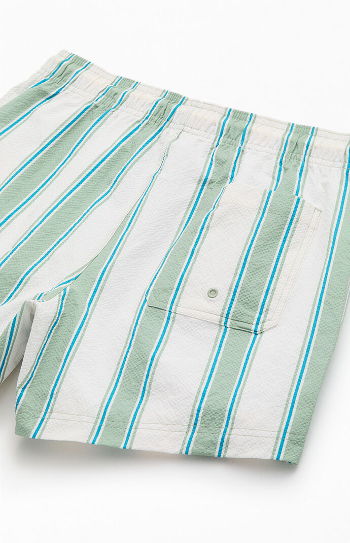 Pacsun Greenland Striped Seersucker 4.5" Swim Trunks
