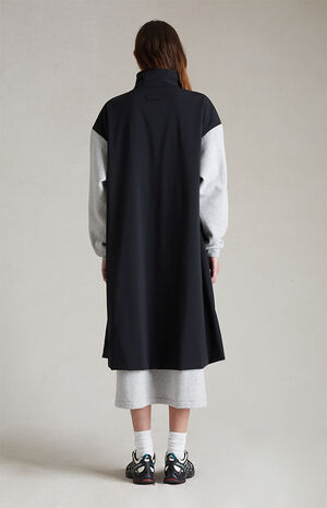 Women's Light Heather Grey Black Nylon Fleece Mock Neck Sweater Dress image number 4