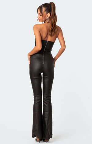 Luna Faux Leather Flared Jumpsuit image number 4