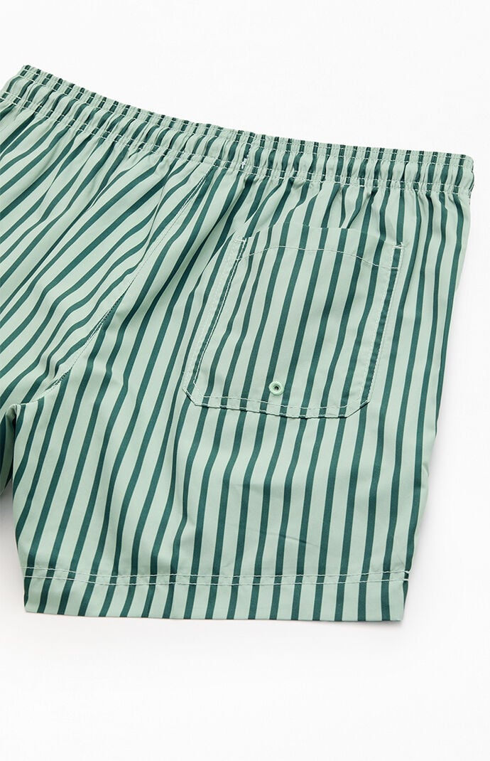 Pacsun Matcha Striped 4.5" Swim Trunks