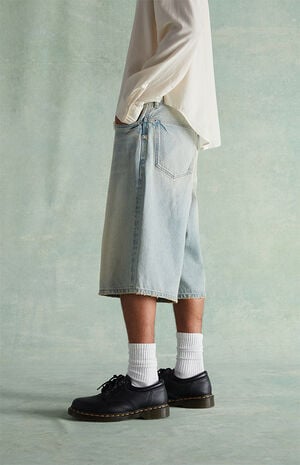 Light Blue Baggy Denim Shorts image number 3
