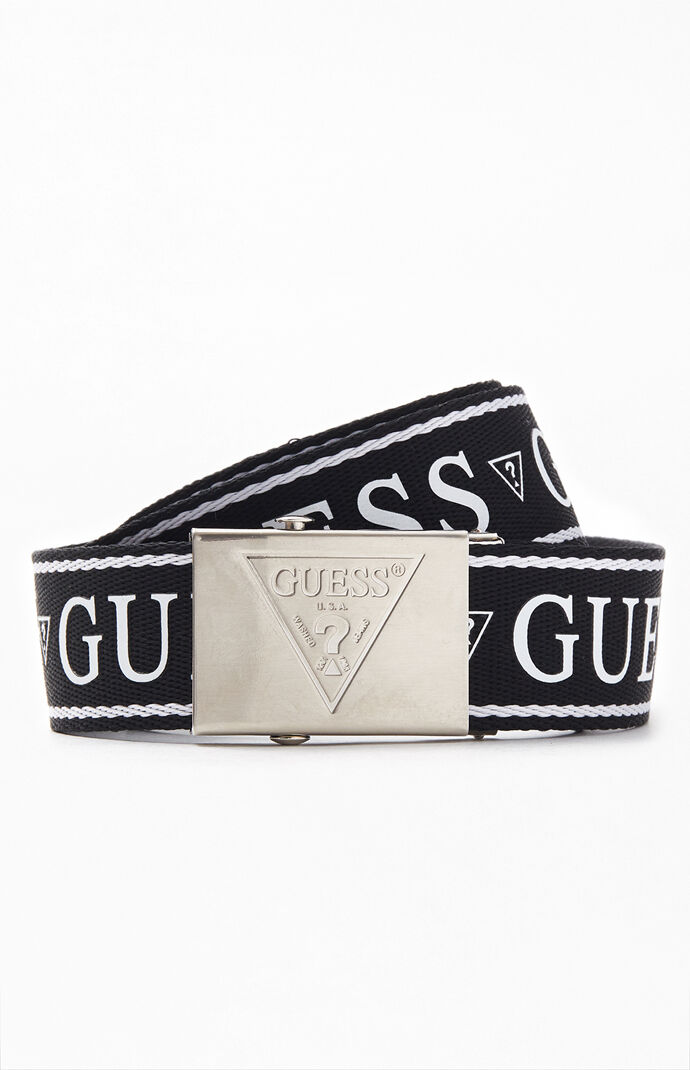 Guess white belt mens top