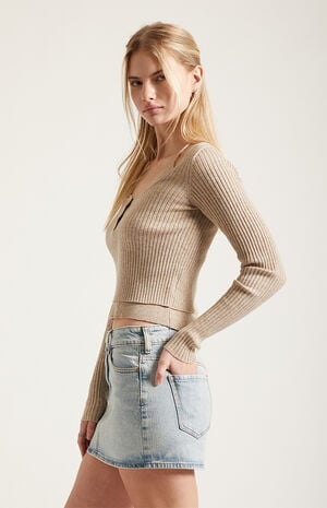 Bella Stretch Light Indigo Mid Rise Denim Mini Skirt image number 3