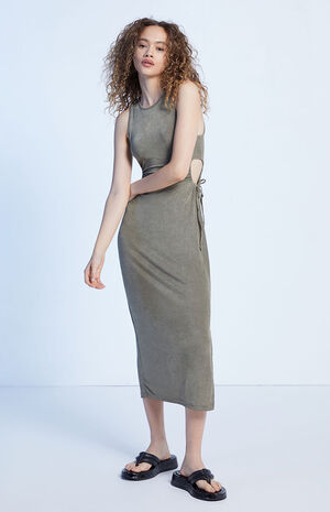 LA Hearts Side Cut-Out Slinky Midi Dress | PacSun