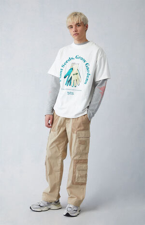 Khaki Canvas Baggy Cargo Pants image number 4