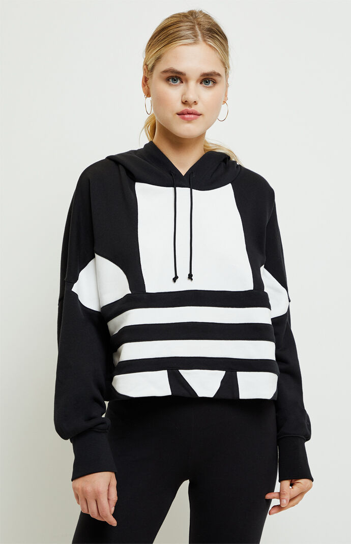 adidas cropped hoodie black and white